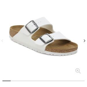 Birkenstock White Sandals with Silver Buckles